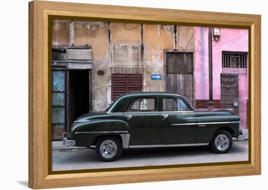 Vintage American Car Parked on a Street in Havana Centro, Havana, Cuba-Lee Frost-Framed Premier Image Canvas