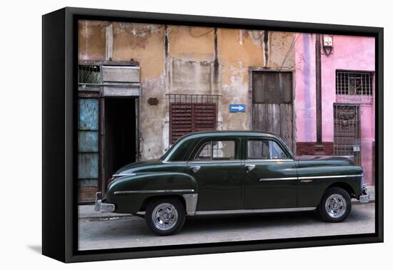 Vintage American Car Parked on a Street in Havana Centro, Havana, Cuba-Lee Frost-Framed Premier Image Canvas