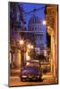 Vintage American Car Parked on Floodlit Street with the Capitolio in the Background-Lee Frost-Mounted Photographic Print