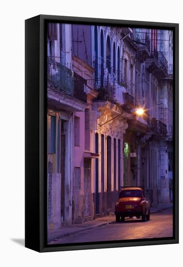 Vintage American Car Parked on Floodlit Street-Lee Frost-Framed Premier Image Canvas