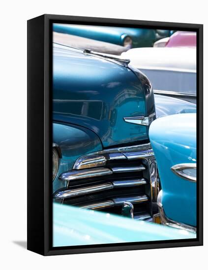 Vintage American Cars Parked on a Street in Havana Centro-Lee Frost-Framed Premier Image Canvas