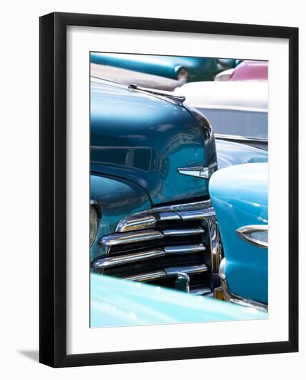Vintage American Cars Parked on a Street in Havana Centro-Lee Frost-Framed Photographic Print
