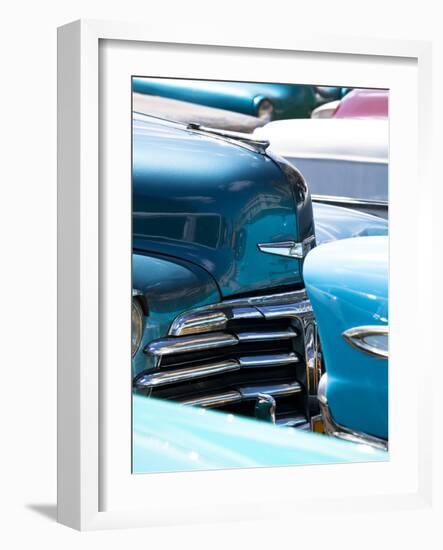 Vintage American Cars Parked on a Street in Havana Centro-Lee Frost-Framed Photographic Print