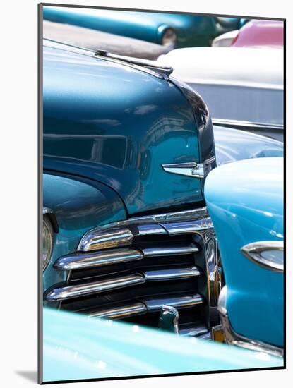 Vintage American Cars Parked on a Street in Havana Centro-Lee Frost-Mounted Photographic Print