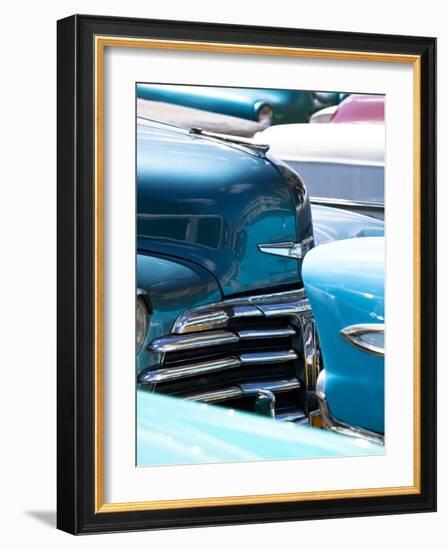 Vintage American Cars Parked on a Street in Havana Centro-Lee Frost-Framed Photographic Print