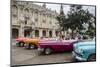 Vintage American Cars Parking Outside the Gran Teatro (Grand Theater), Havana, Cuba-Yadid Levy-Mounted Photographic Print