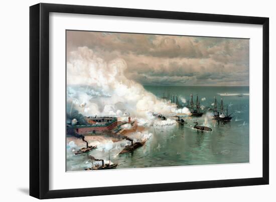 Vintage American Civil War Print of the Battle of Mobile Bay-null-Framed Art Print