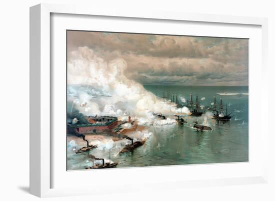 Vintage American Civil War Print of the Battle of Mobile Bay-null-Framed Art Print