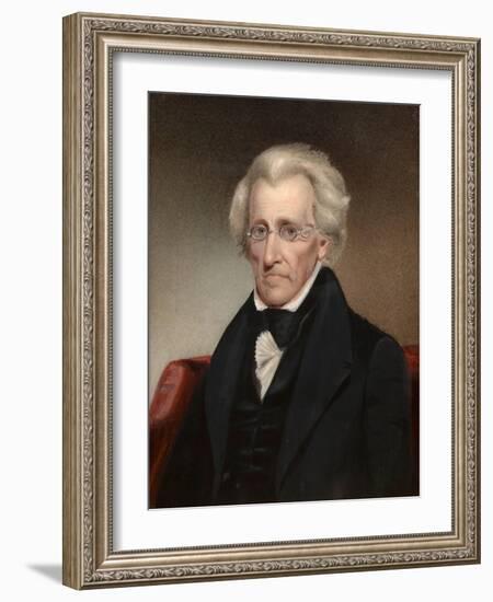 Vintage American History Painting of President Andrew Jackson-null-Framed Art Print