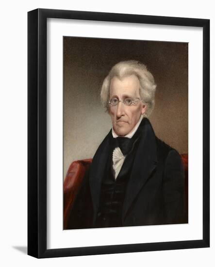 Vintage American History Painting of President Andrew Jackson-null-Framed Art Print