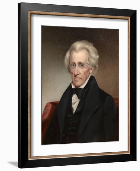 Vintage American History Painting of President Andrew Jackson-null-Framed Art Print