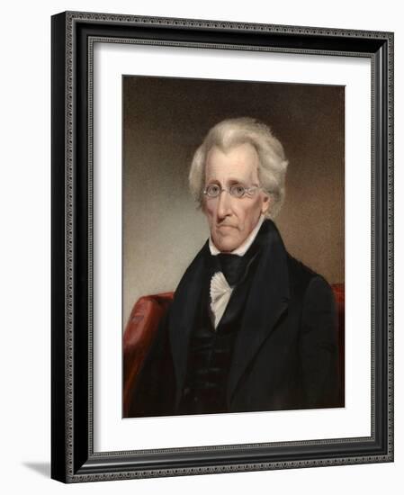 Vintage American History Painting of President Andrew Jackson-null-Framed Art Print