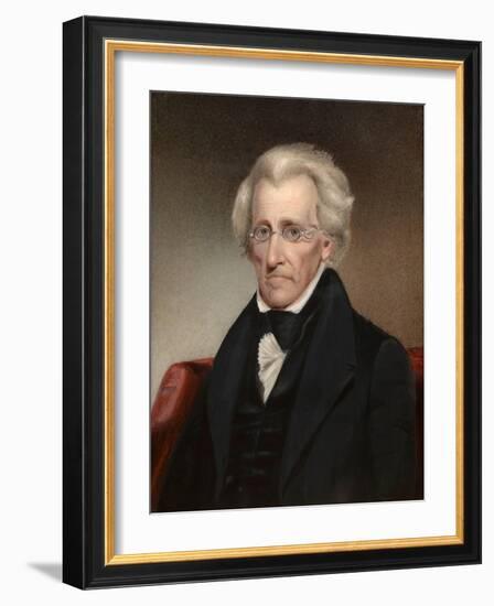 Vintage American History Painting of President Andrew Jackson-null-Framed Art Print