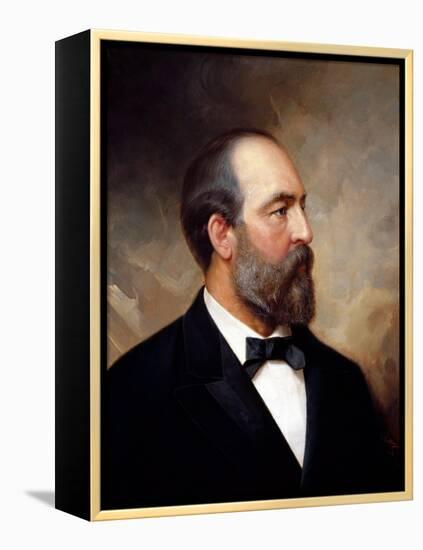 Vintage American History Painting of President James Garfield-null-Framed Stretched Canvas