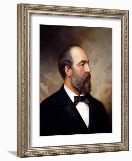 Vintage American History Painting of President James Garfield-null-Framed Art Print