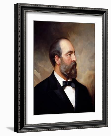 Vintage American History Painting of President James Garfield-null-Framed Art Print