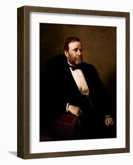 Vintage American History Painting of President Ulysses S. Grant-null-Framed Art Print