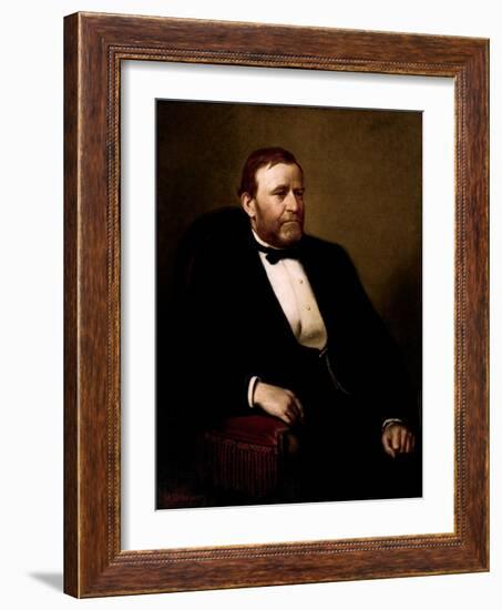 Vintage American History Painting of President Ulysses S. Grant-null-Framed Art Print