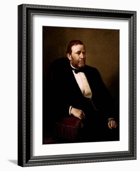 Vintage American History Painting of President Ulysses S. Grant-null-Framed Art Print