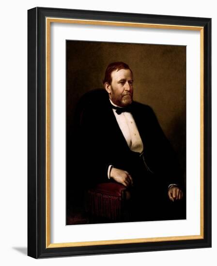 Vintage American History Painting of President Ulysses S. Grant-null-Framed Art Print