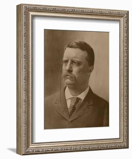 Vintage American History Print of a Younger President Theodore Roosevelt-Stocktrek Images-Framed Art Print