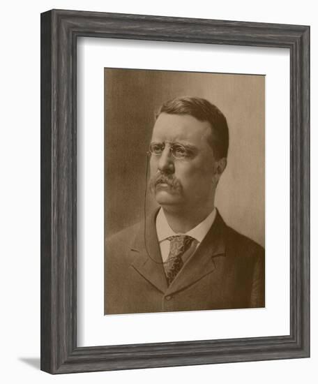 Vintage American History Print of a Younger President Theodore Roosevelt-Stocktrek Images-Framed Art Print