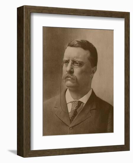 Vintage American History Print of a Younger President Theodore Roosevelt-Stocktrek Images-Framed Art Print