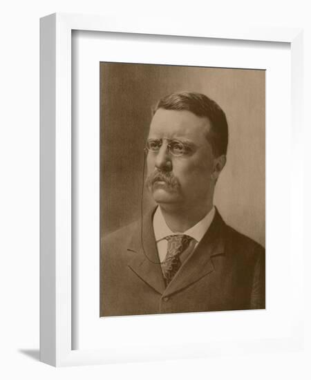 Vintage American History Print of a Younger President Theodore Roosevelt-Stocktrek Images-Framed Art Print