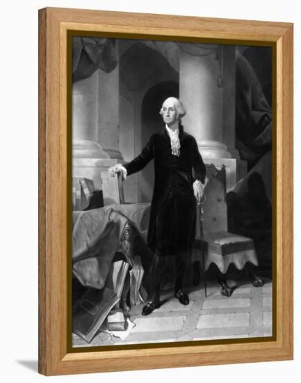 Vintage American History Print of President George Washington-null-Framed Stretched Canvas