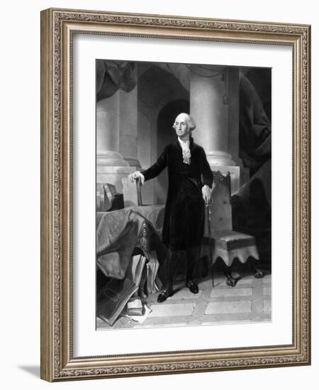 Vintage American History Print of President George Washington-null-Framed Art Print