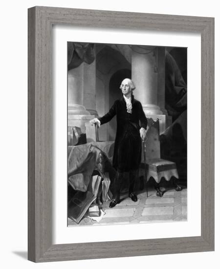 Vintage American History Print of President George Washington-null-Framed Art Print