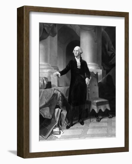 Vintage American History Print of President George Washington-null-Framed Art Print