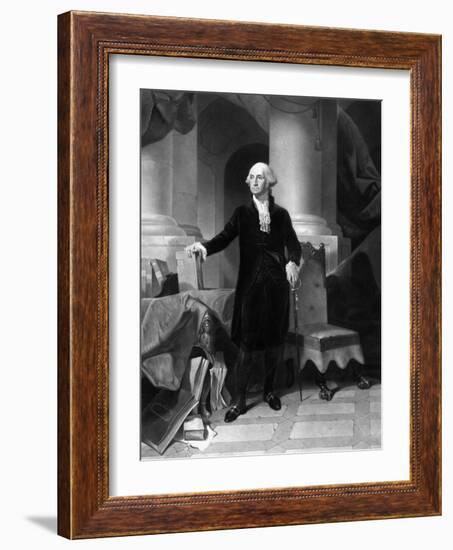 Vintage American History Print of President George Washington-null-Framed Art Print