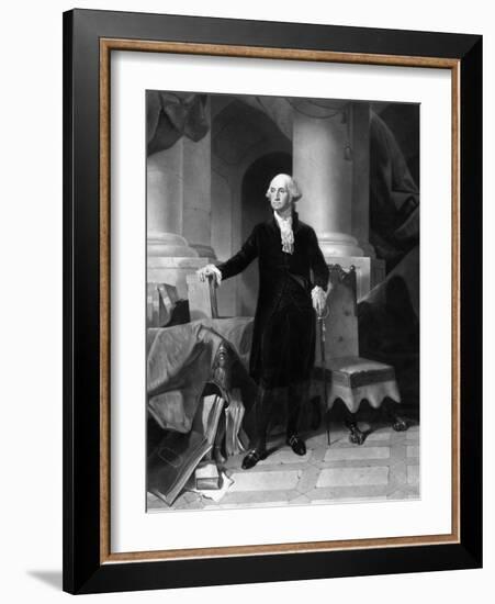 Vintage American History Print of President George Washington-null-Framed Art Print