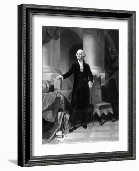 Vintage American History Print of President George Washington-null-Framed Art Print