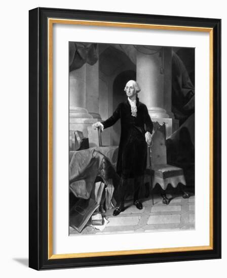 Vintage American History Print of President George Washington-null-Framed Art Print