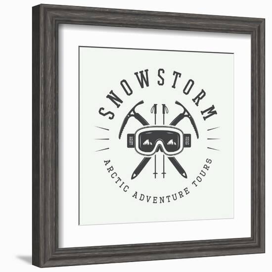 Vintage Arctic Mountaineering Logo, Badge, Emblem. Vector Illustration-AkimD-Framed Art Print