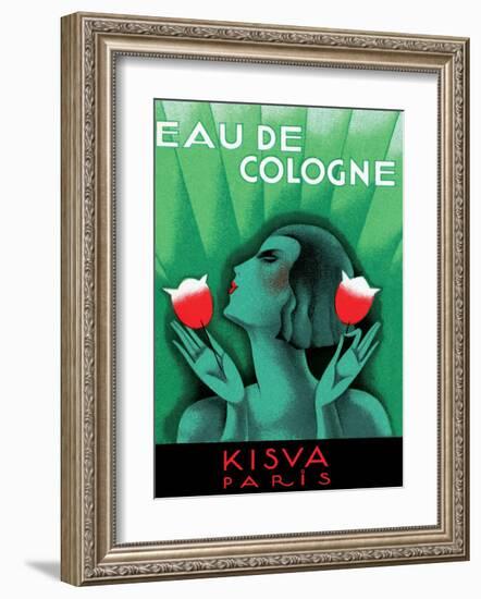 Vintage Art Deco Label, Eau de Cologne, Kaisva, Paris-null-Framed Art Print