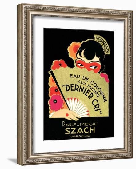 Vintage Art Deco Label, Eau de Cologne-null-Framed Art Print