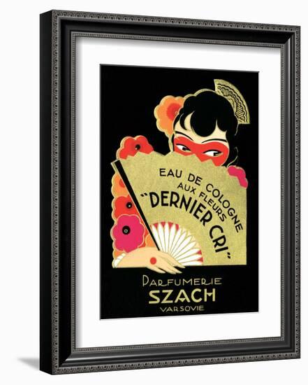 Vintage Art Deco Label, Eau de Cologne-null-Framed Art Print