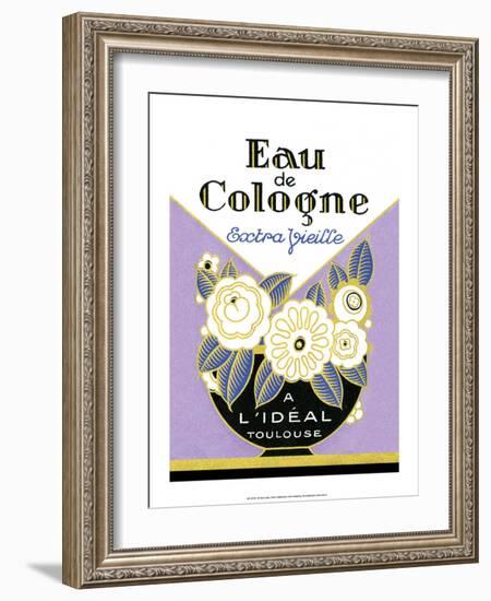 Vintage Art Deco Label, Eau de Cologne-null-Framed Art Print