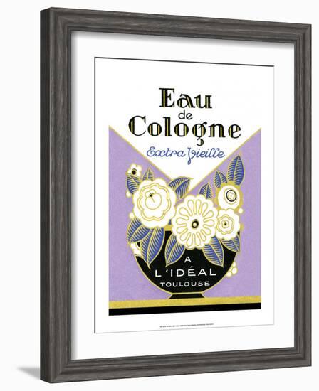 Vintage Art Deco Label, Eau de Cologne-null-Framed Art Print