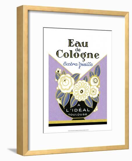 Vintage Art Deco Label, Eau de Cologne-null-Framed Art Print