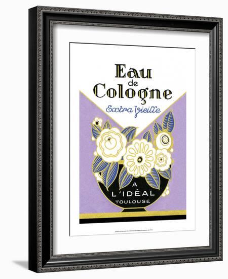 Vintage Art Deco Label, Eau de Cologne-null-Framed Art Print