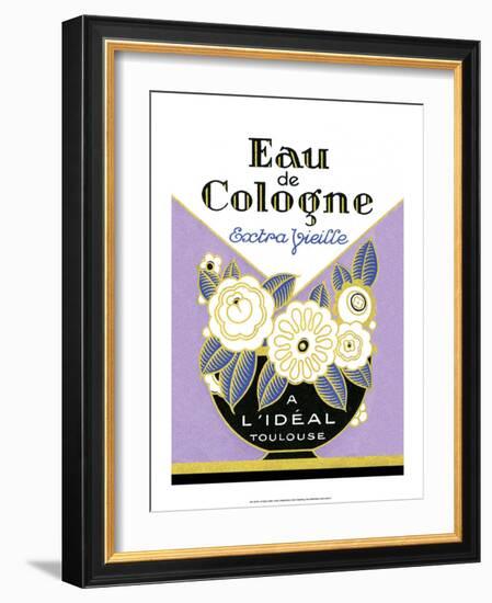 Vintage Art Deco Label, Eau de Cologne-null-Framed Art Print