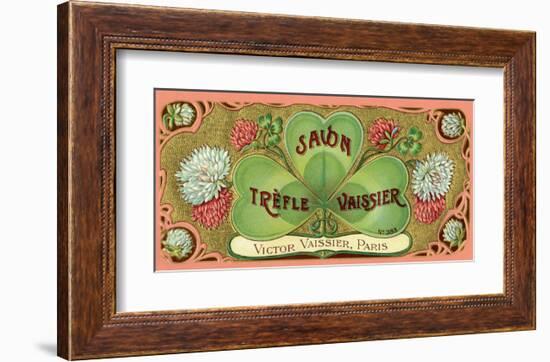 Vintage Art Deco Label, Savon Trefle Vaissier-null-Framed Art Print