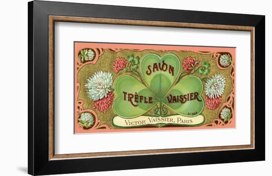 Vintage Art Deco Label, Savon Trefle Vaissier-null-Framed Art Print