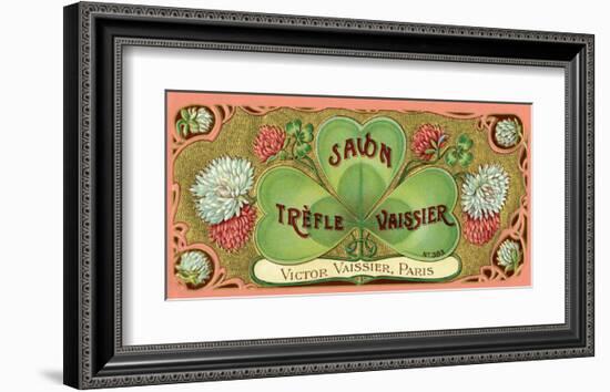 Vintage Art Deco Label, Savon Trefle Vaissier-null-Framed Art Print