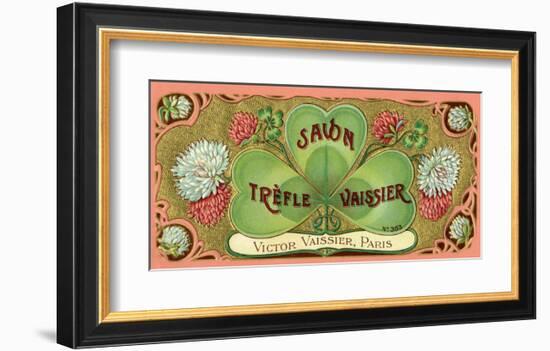 Vintage Art Deco Label, Savon Trefle Vaissier-null-Framed Art Print