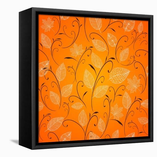 Vintage Autumn Leaves Pattern Background-cienpies-Framed Stretched Canvas